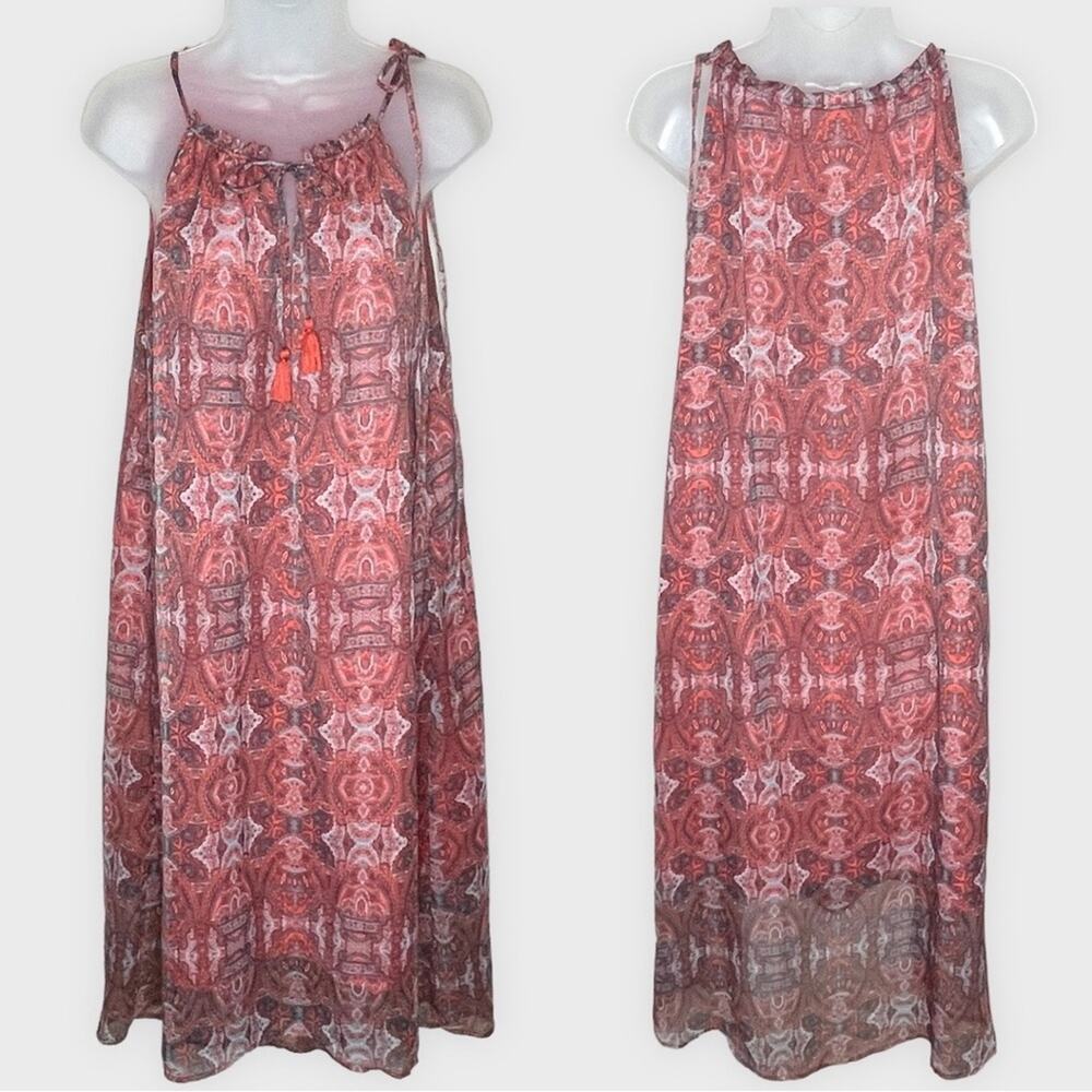 Lucky Brand red, blue/grey midi dress